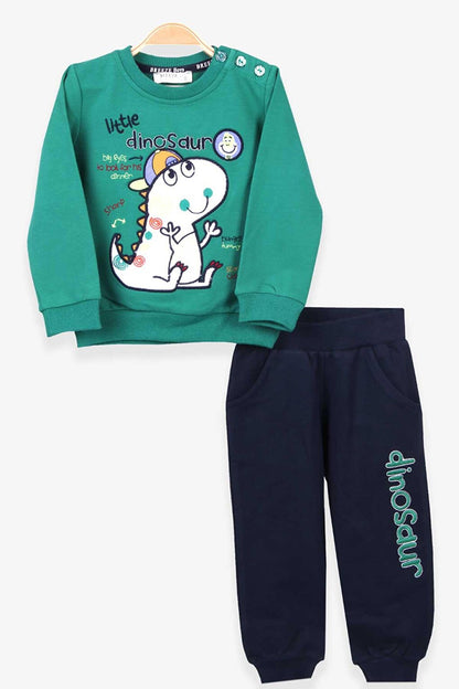 Baby Boy Tracksuit Set Green with Tiny Dinosaur Embroidery (1-1.5 Years)