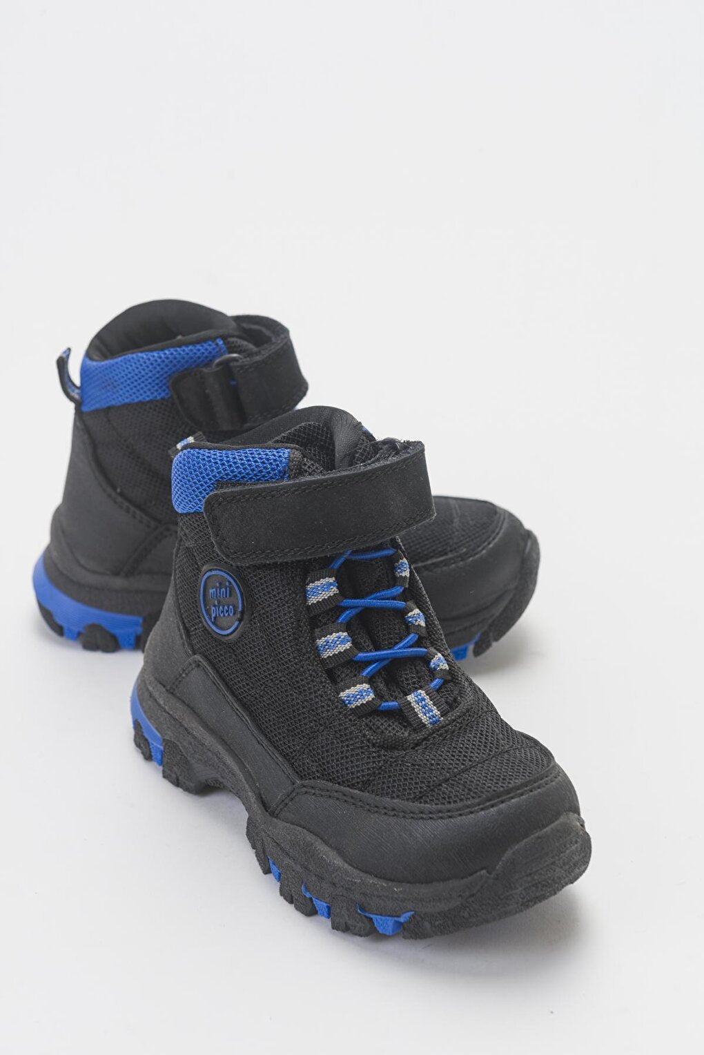 Boy's Black-Blue Microfiber Trekking Kids Boots