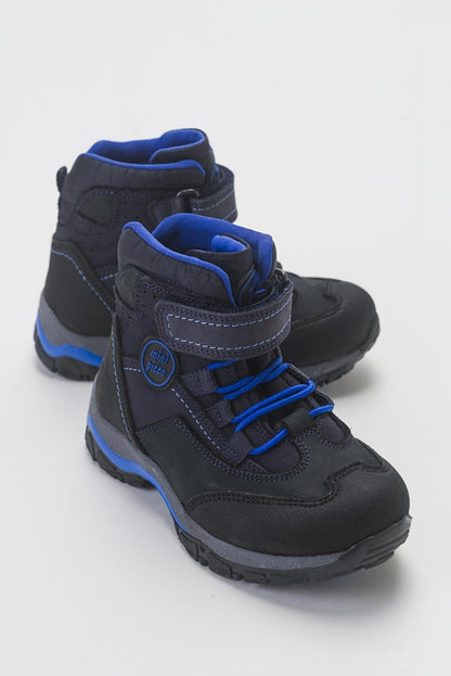 Boy's Navy Blue Genuine Leather Trekking Kids Boots