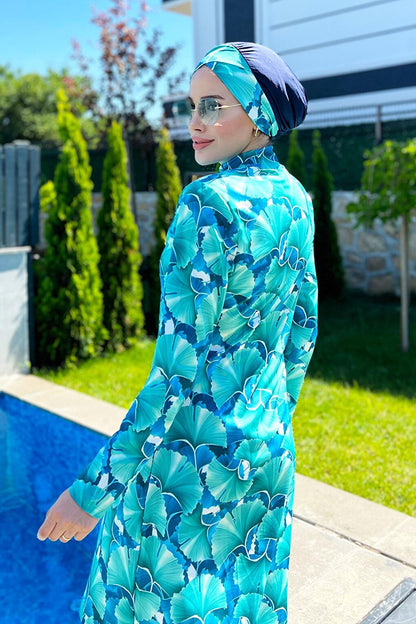 Design Fully Covered Hijab Swimsuit Hawaii R039