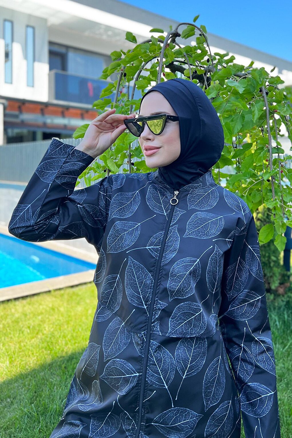 Front Covered Parachute Fully Covered Hijab Swimsuit Nur