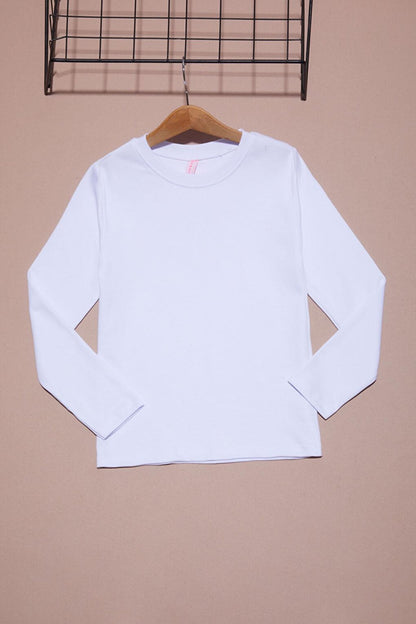 White Long Sleeve Girl's Plain Sweatshirt 16429