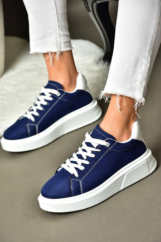 P848231410 Navy Blue/White Women's Sneakers