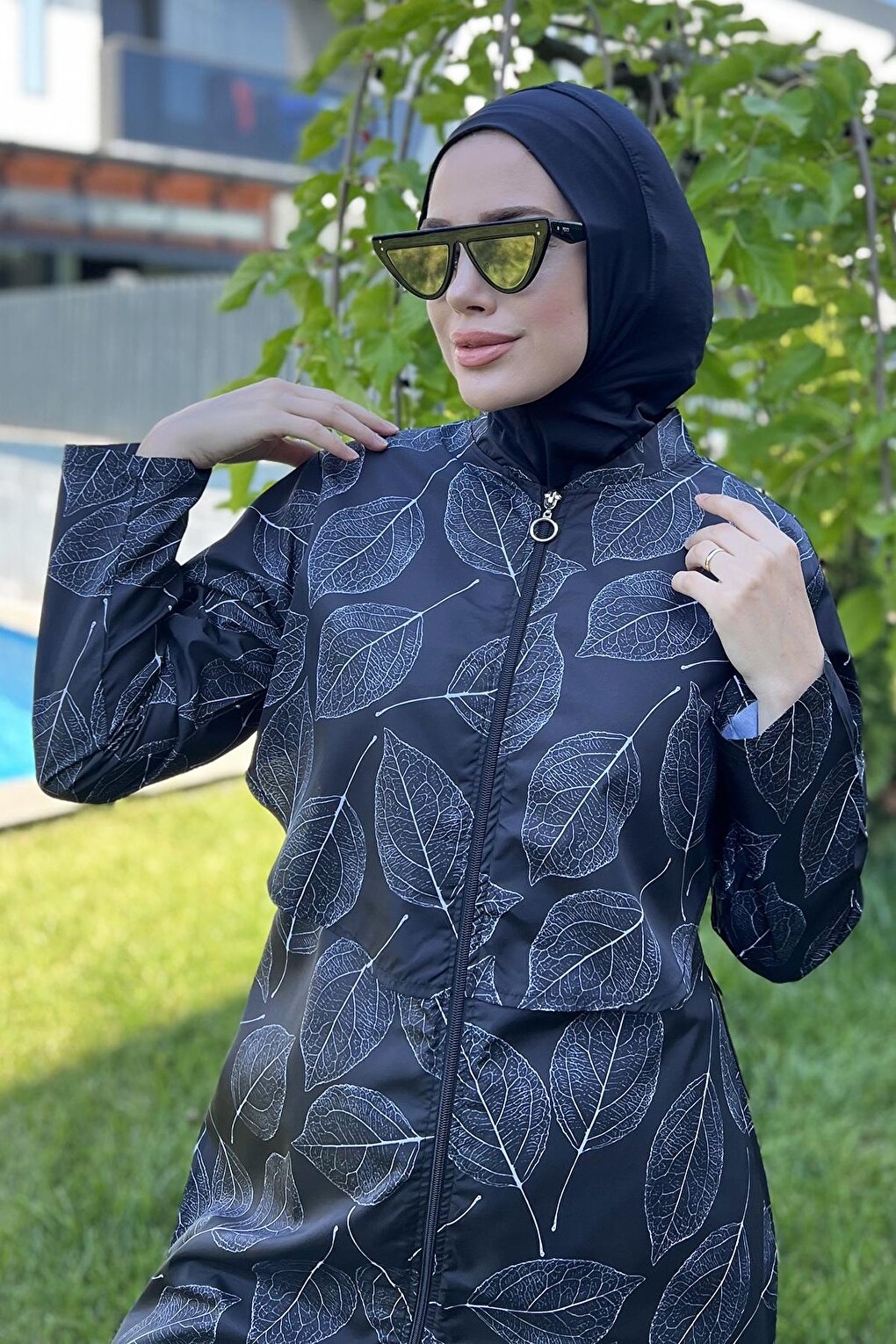 Front Covered Parachute Fully Covered Hijab Swimsuit Nur