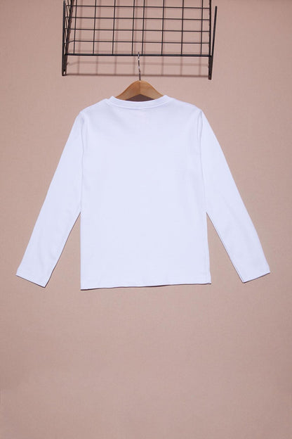 White Long Sleeve Girl's Plain Sweatshirt 16429