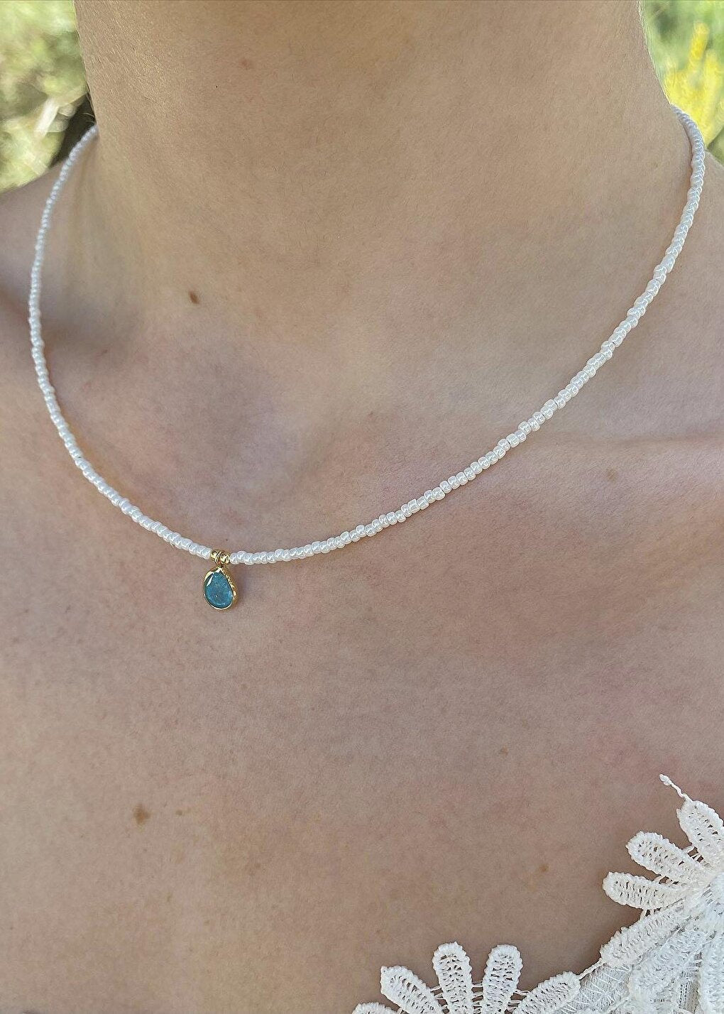 Zircon Turquoise Stone Sand Necklace