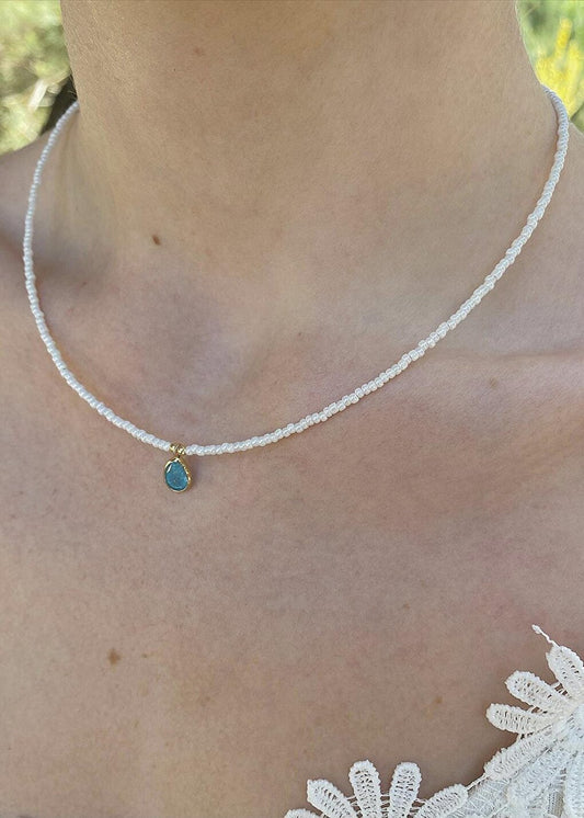 Zircon Turquoise Stone Sand Necklace