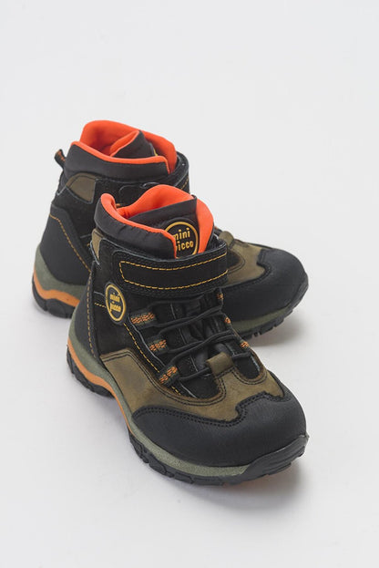 Boy's Black Genuine Leather Trekking Kids Boots