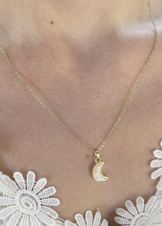 Mother of Pearl Stone Moon Necklace