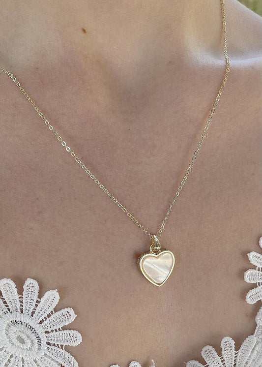 Mother of Pearl Stone Heart Necklace