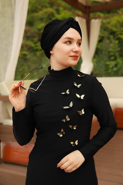 Lycra Fully Covered Hijab Swimsuit Butterfly Effect R008