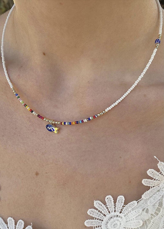 Fish Colored Sand Bead Necklace