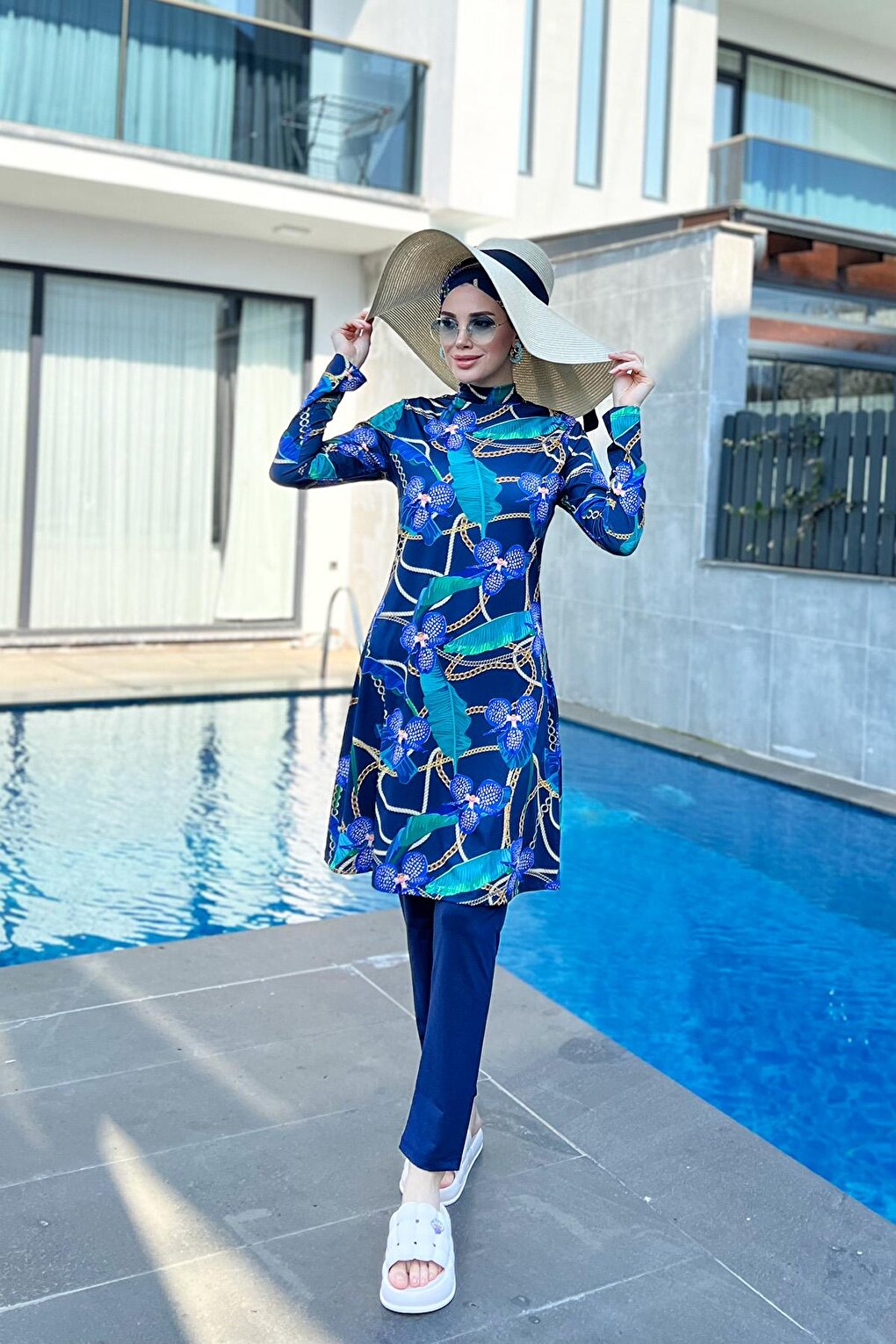 Lira Full Covered Hijab Swimsuit Chain Orkide R058 Zişan