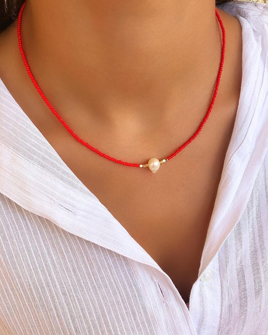 Sand Bead Pearl Design Necklace