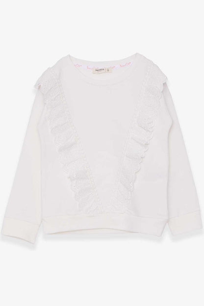 Girl's Sweatshirt Laced Ecru (4-9 Years)