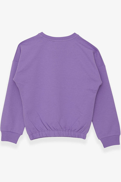 Girl's Sweatshirt Glitter Text Printed Lilac (Age 8-12)