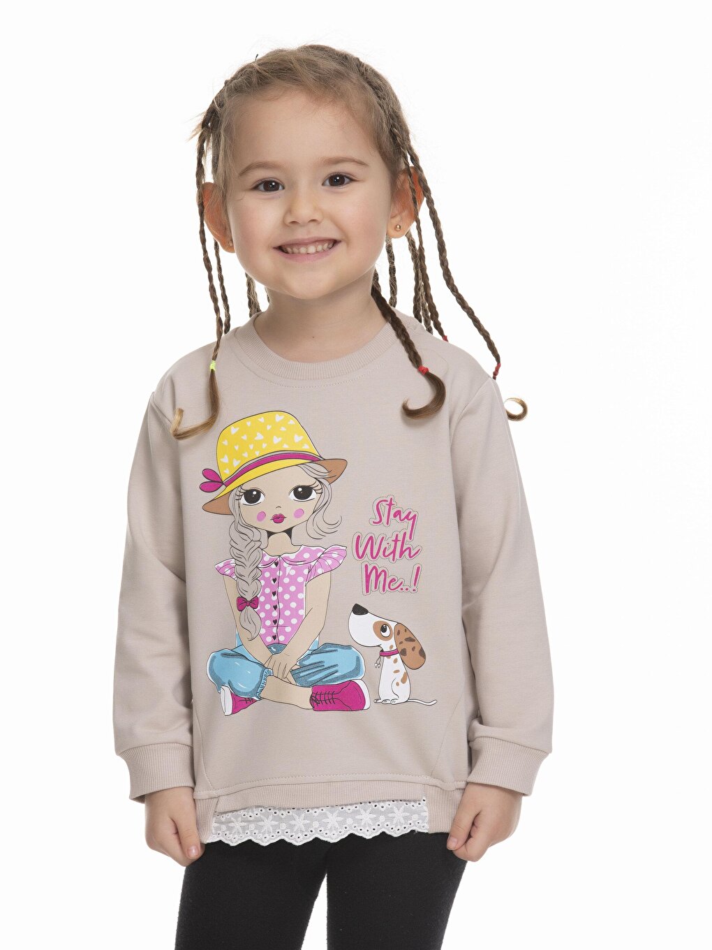 Girl Printed Scalloped Sweatshirt