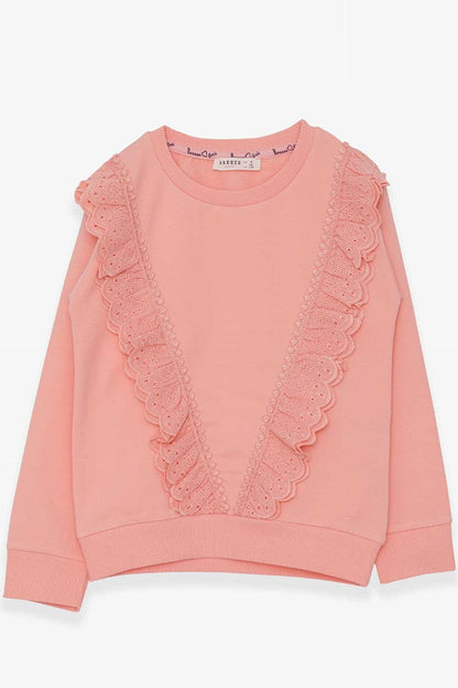 Girl's Sweatshirt Laced Salmon (Age 4-5)