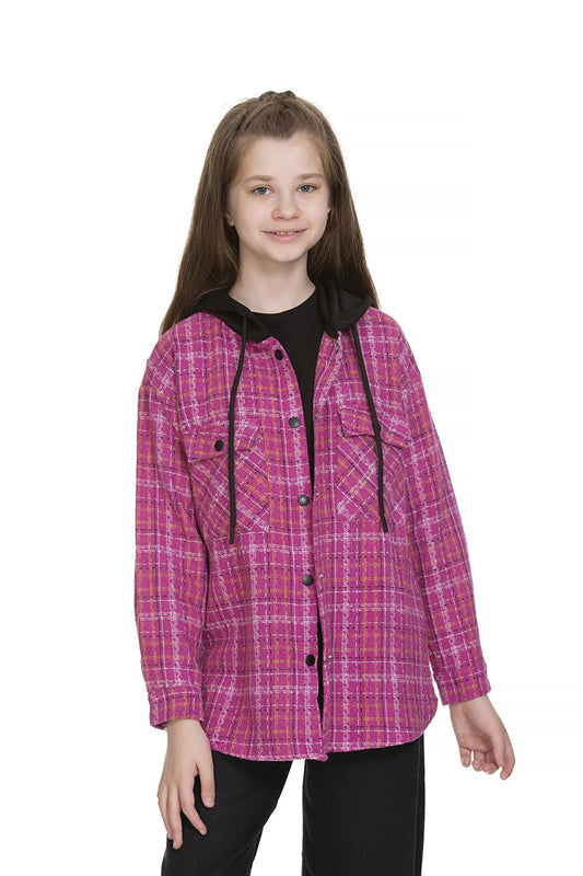 Girl's Hooded Shirt with Pockets 9-14 Years Lx149