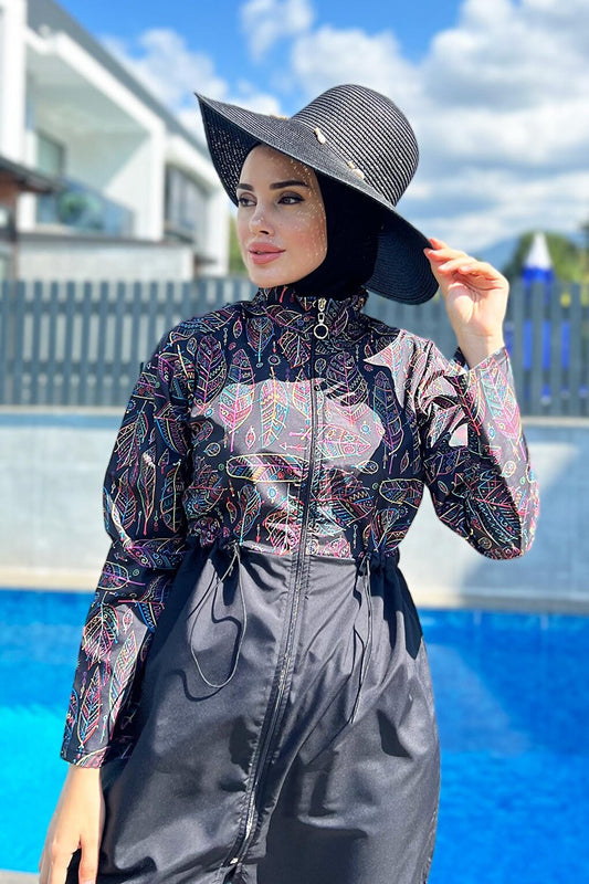 Parachute Full Covered Hijab Swimsuit Leaf Tema 2115 Hülya