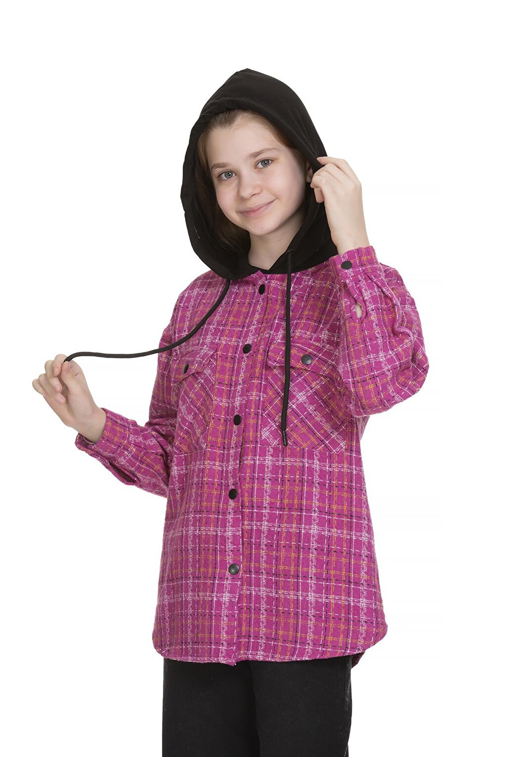 Girl's Hooded Shirt with Pockets 9-14 Years Lx149