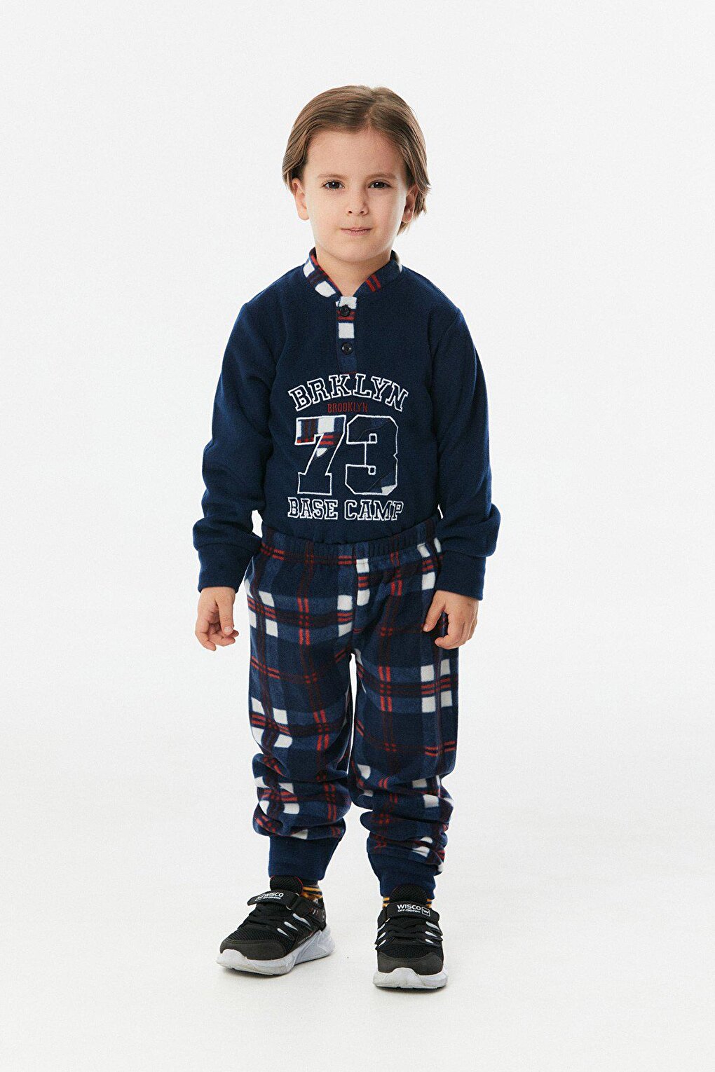 Embroidered Plaid Boys' Pajama Set