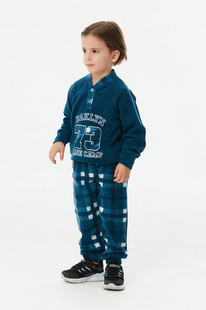 Embroidered Plaid Boys' Pajama Set