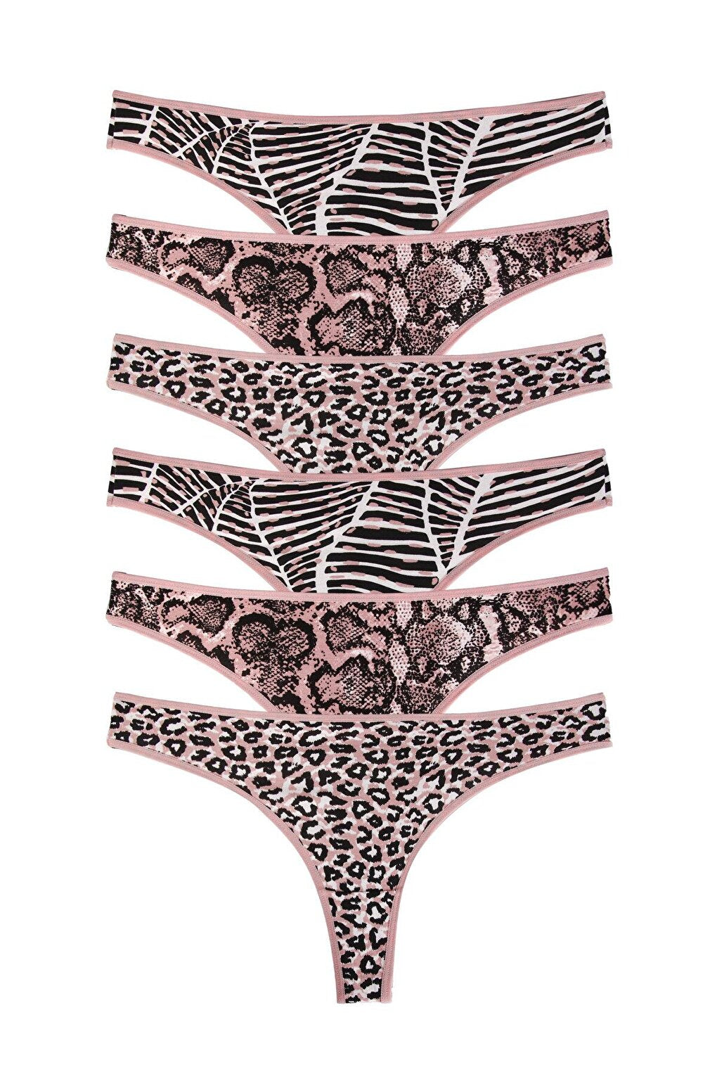 Women's Leopard Patterned Thong 6 Pack