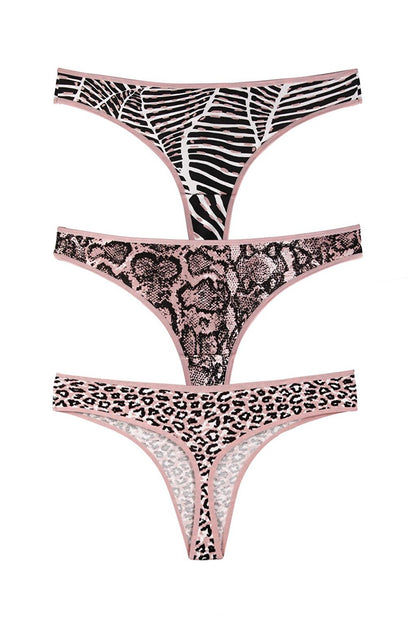 Women's Leopard Patterned Thong 6 Pack