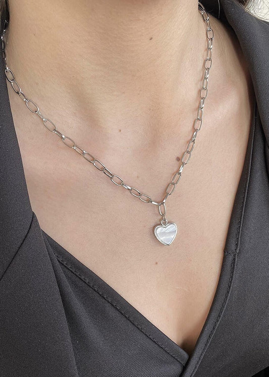 Chain Mother of Pearl Heart Women's Necklace