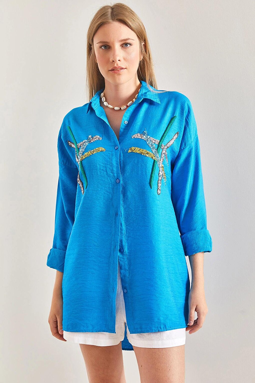 Women's Sequin Pallet Embroidered Shirt