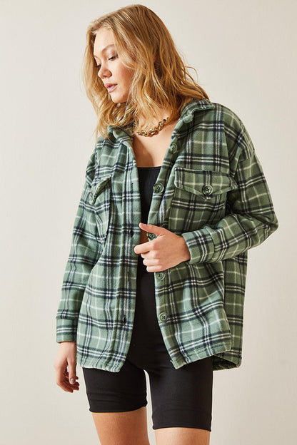 Green Checkered Fleece Shirt 4KXK2-47702-08