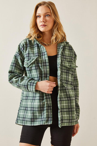 Green Checkered Fleece Shirt 4KXK2-47702-08