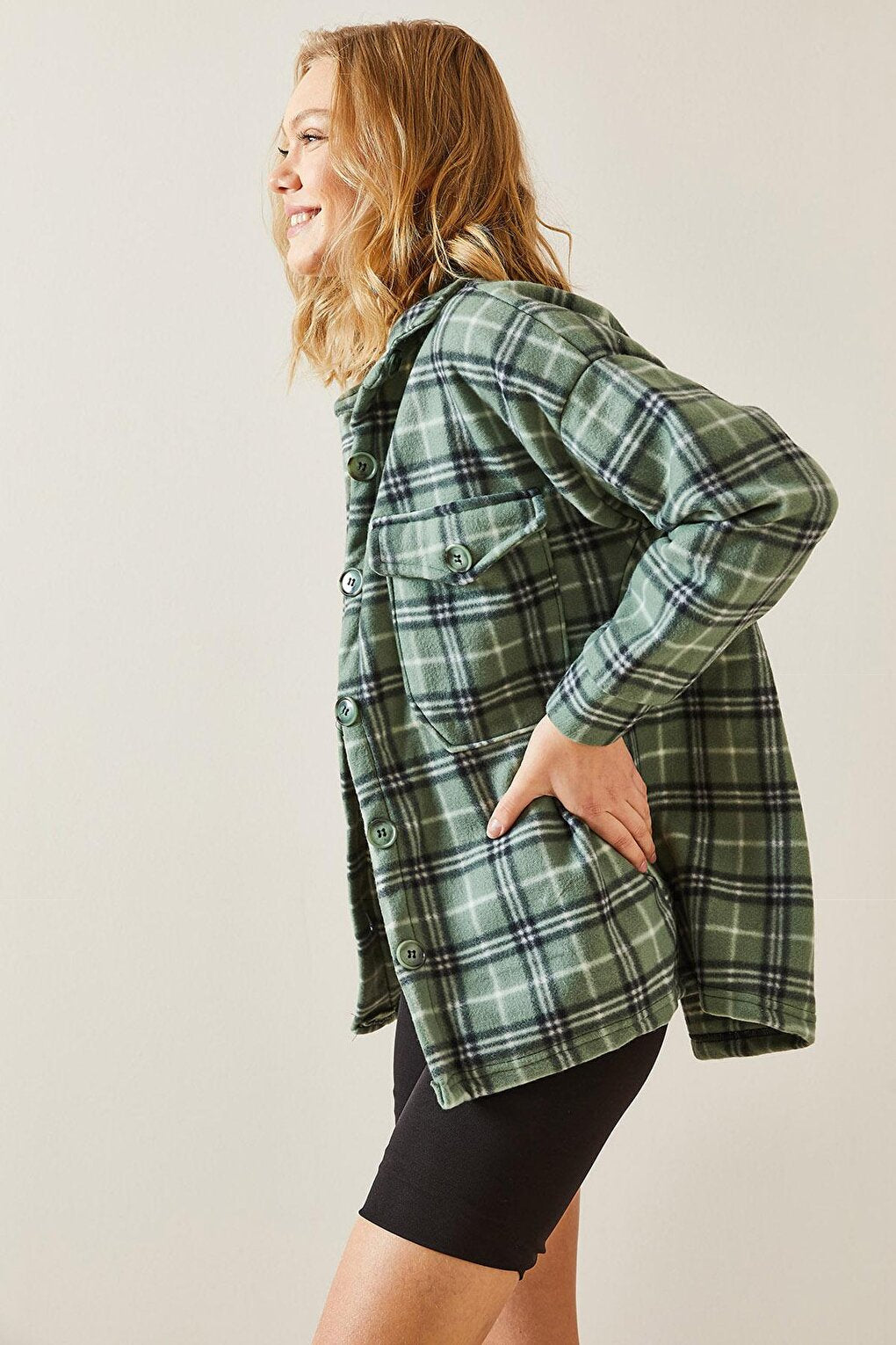 Green Checkered Fleece Shirt 4KXK2-47702-08