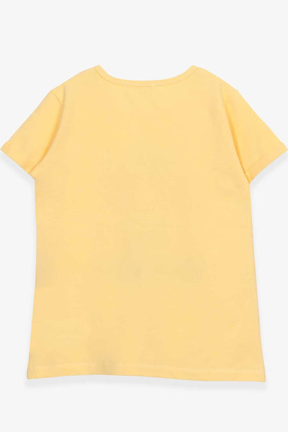 Girl's T-Shirt Floral Printed Yellow (Age 8-12)