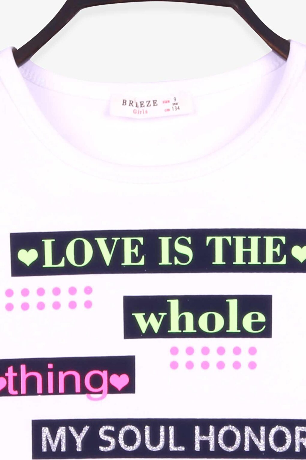 Girl's T-Shirt Text Printed White (Age 9-14)