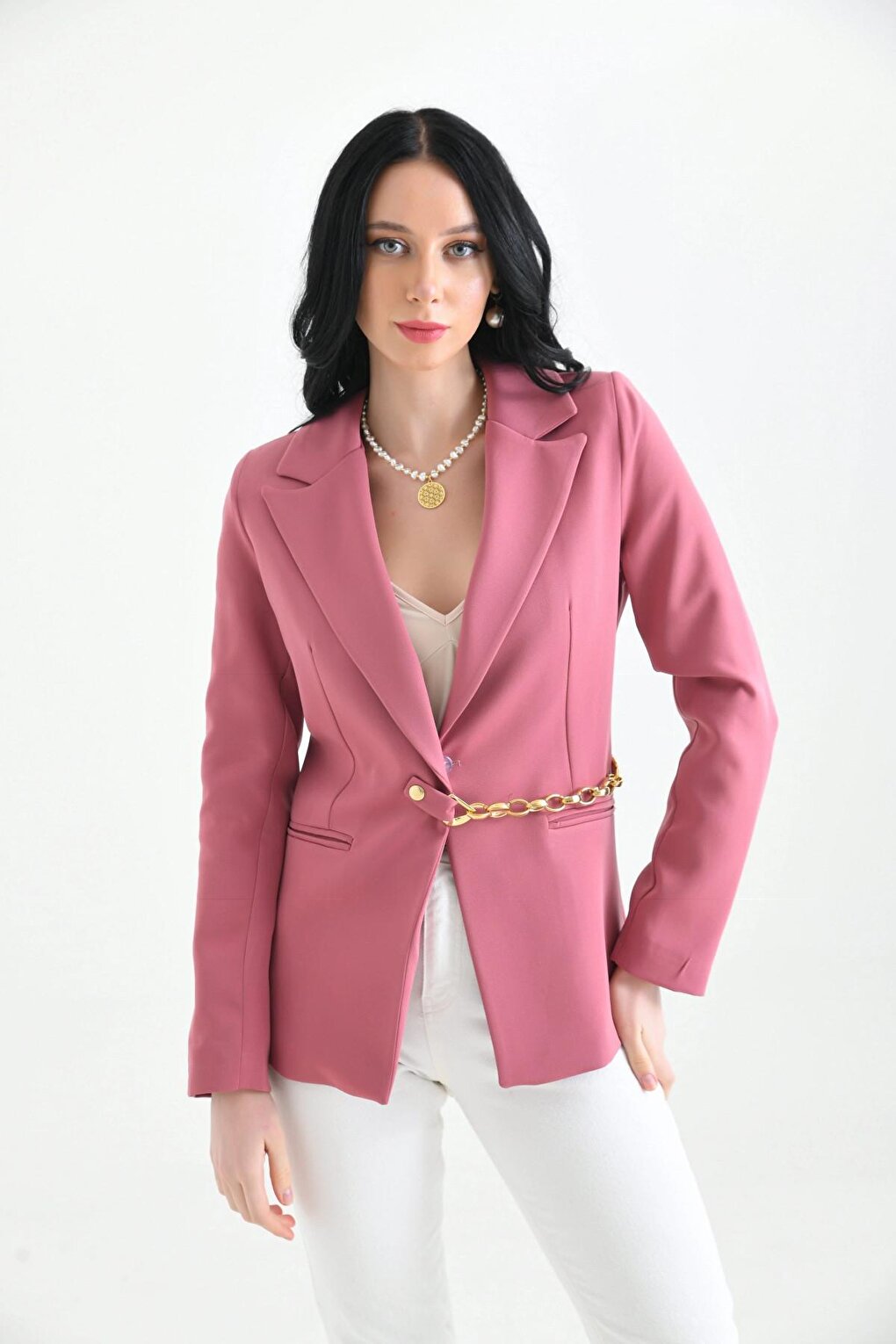 Women's Accessory Closure Detailed Slim Blazer Jacket