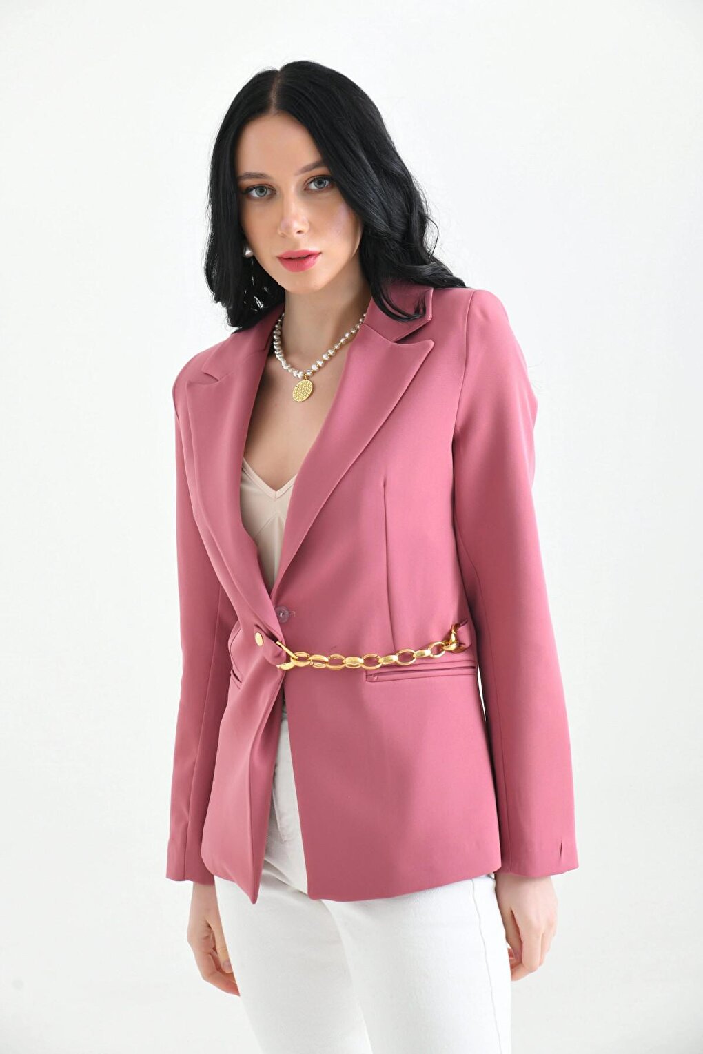 Women's Accessory Closure Detailed Slim Blazer Jacket