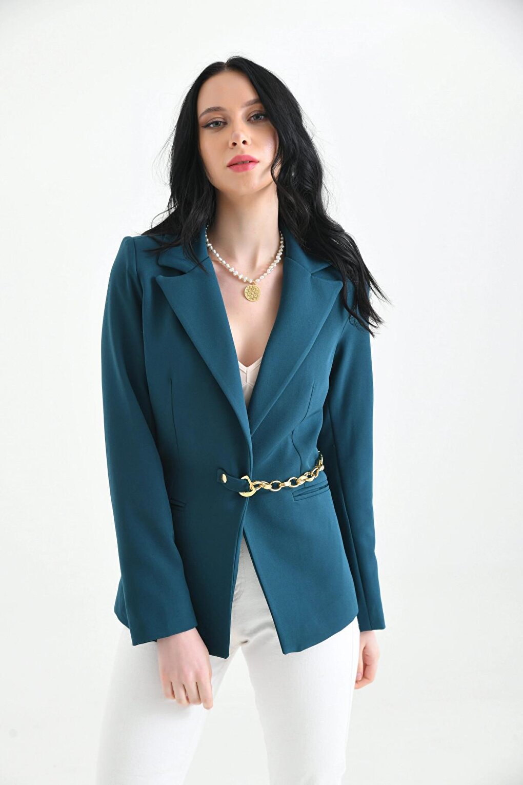 Women's Accessory Closure Detailed Slim Blazer Jacket