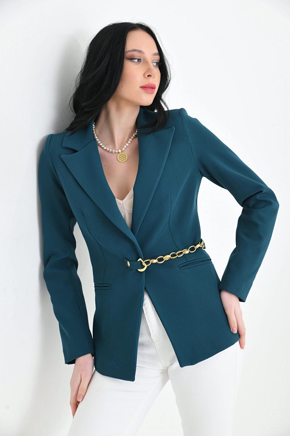 Women's Accessory Closure Detailed Slim Blazer Jacket