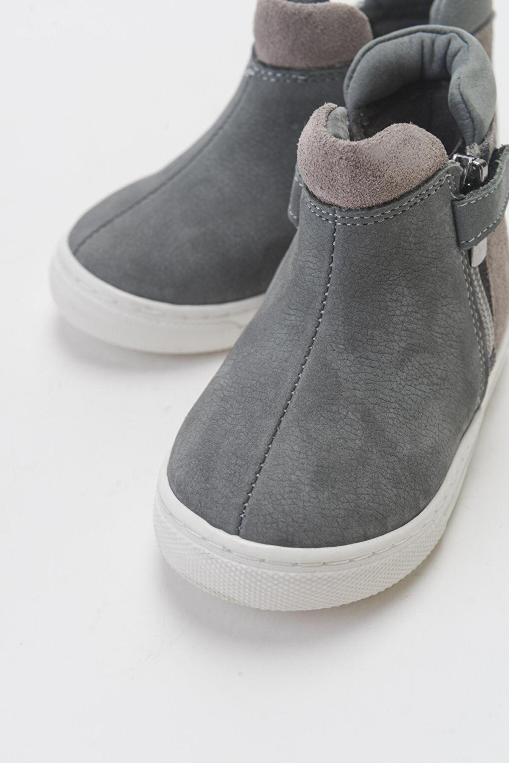 Boy's Gray Genuine Leather Children's Boots