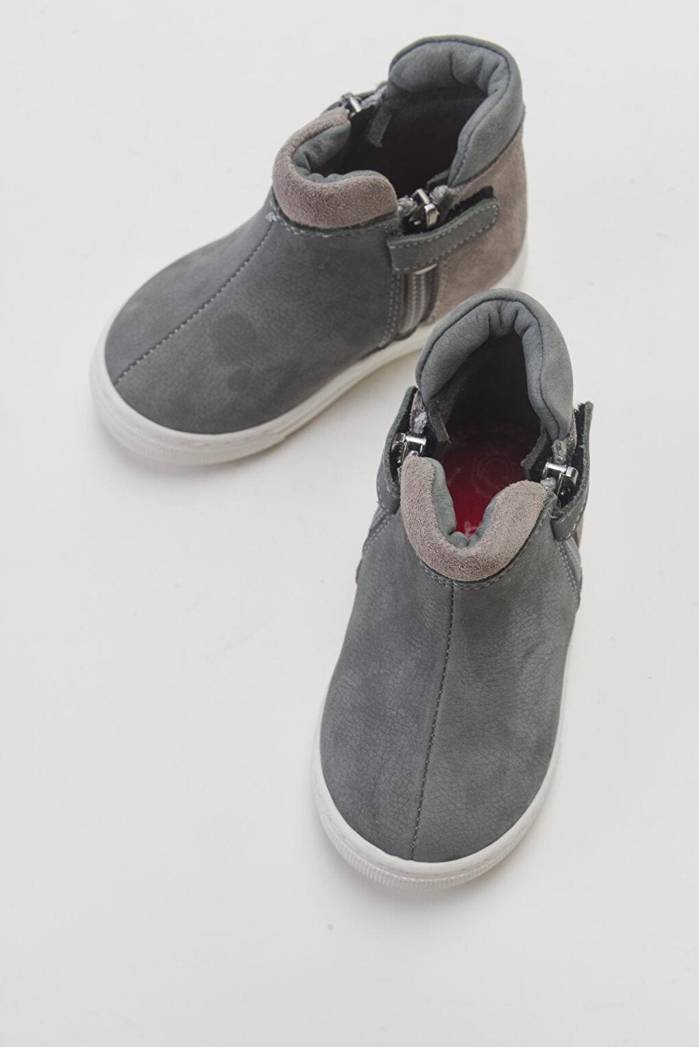 Boy's Gray Genuine Leather Children's Boots