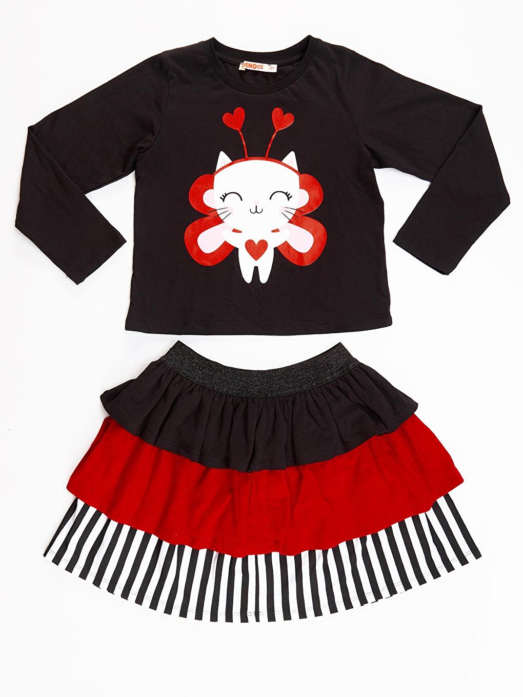 Cute Heart Girls Skirt Set