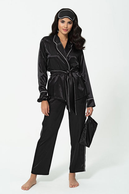 8-Piece Black Pajama Set, Both Inside and Outside