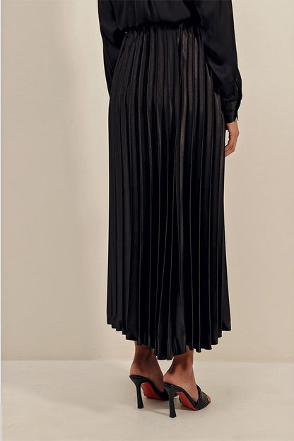 1896 Leather Look Pleated Skirt - Black