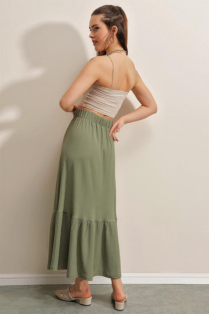 1886 Long Knitted Skirt - Khaki