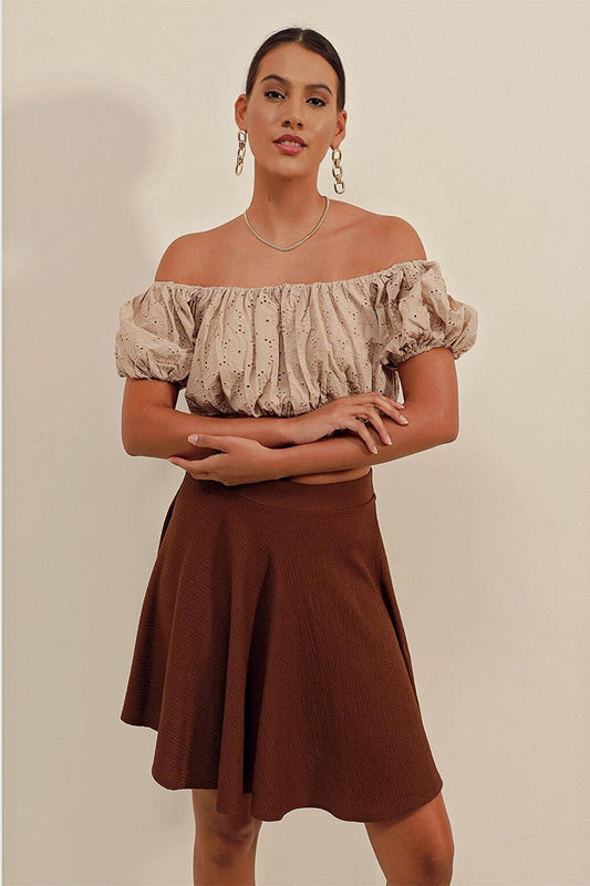 1885 Flared Mini Skirt - Brown