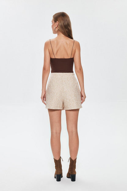 Wrapped Mini Shorts Skirt Stone