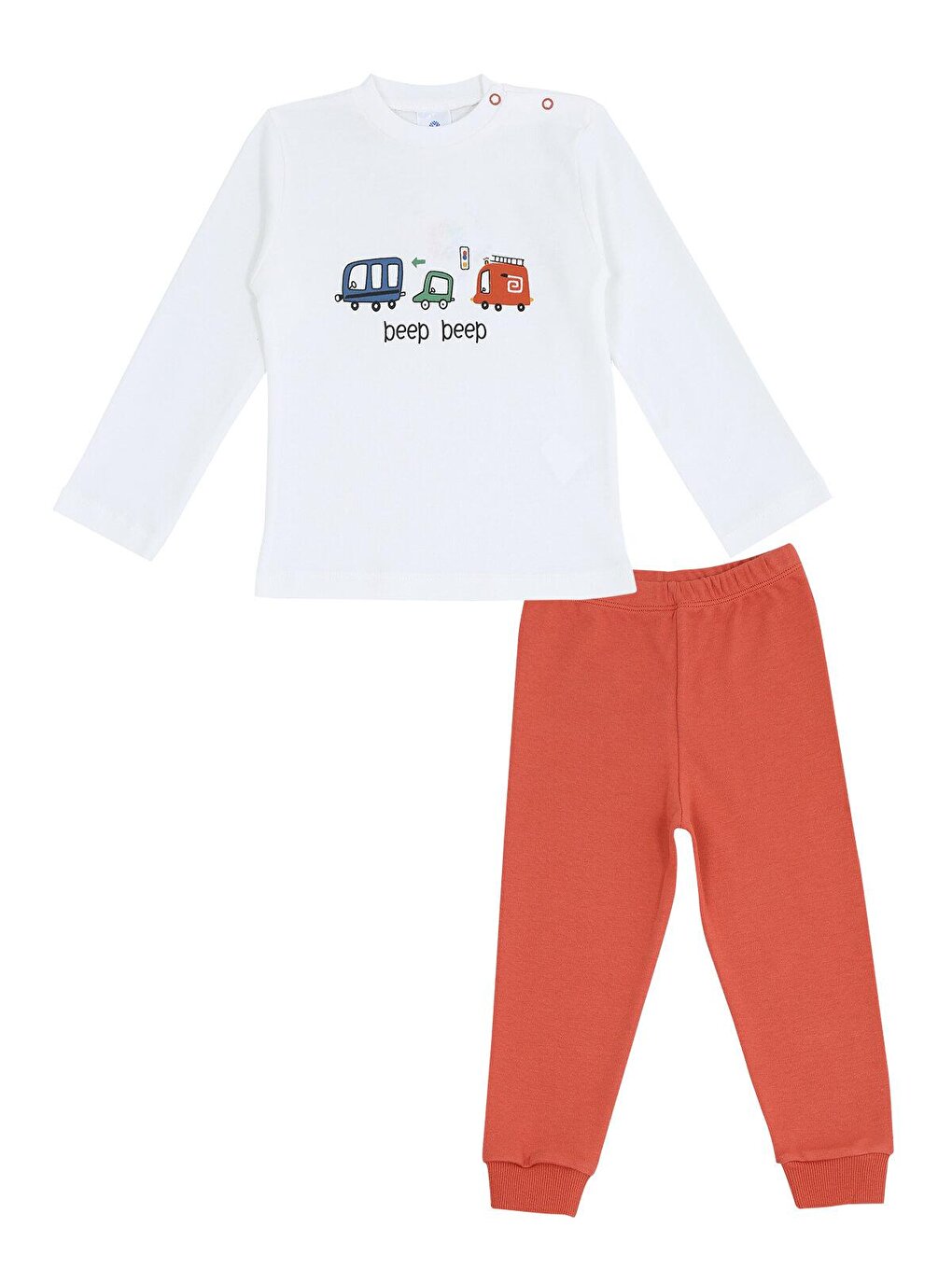 Crew Neck Long Sleeve Printed Baby Boy 2 Piece Set