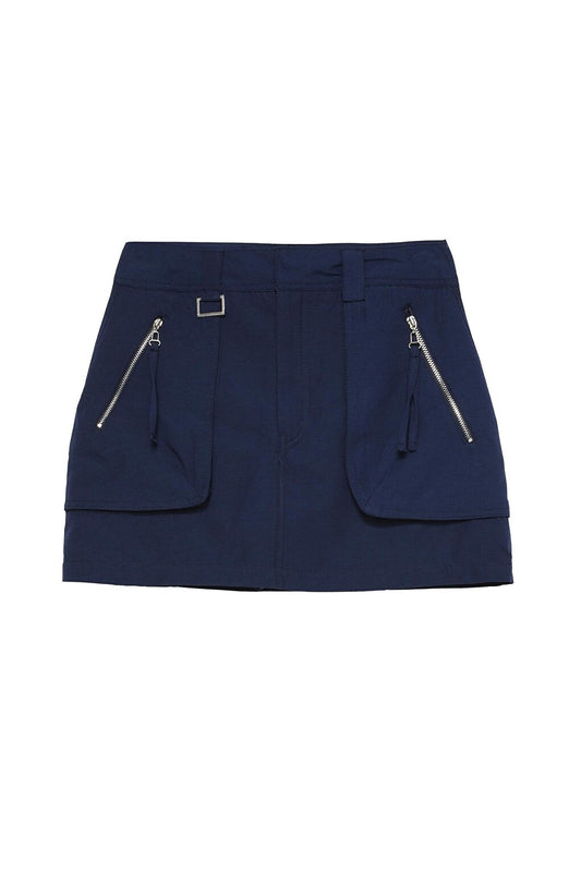 Mini Skirt with Pocket Detail and Shorts Navy Blue